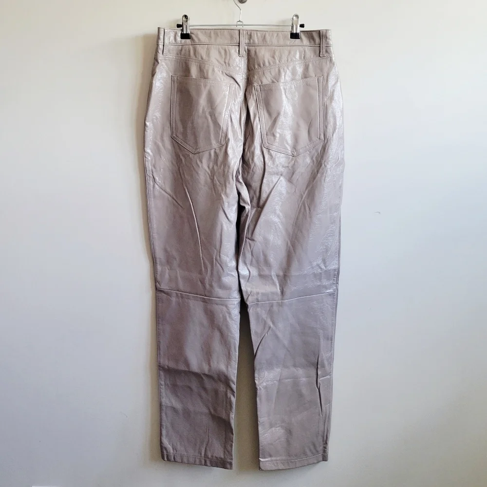 Abercrombie & Fitch‎ Curve Love Vegan Leather 90s Straight Pant In Taupe